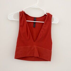 Urban Outfitters Out From Under Ribbed Cropped Bra Top Red Orange